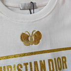 Gold Tone Logo Embroidered Butterfly T-Shirt