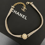 Double Pearl Diamond Choker Necklace