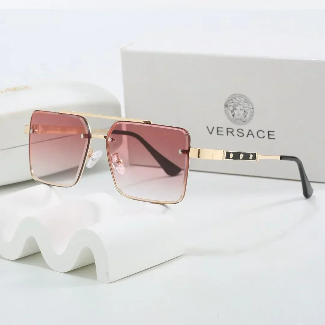 Gradient two-tone metal square sunglasses