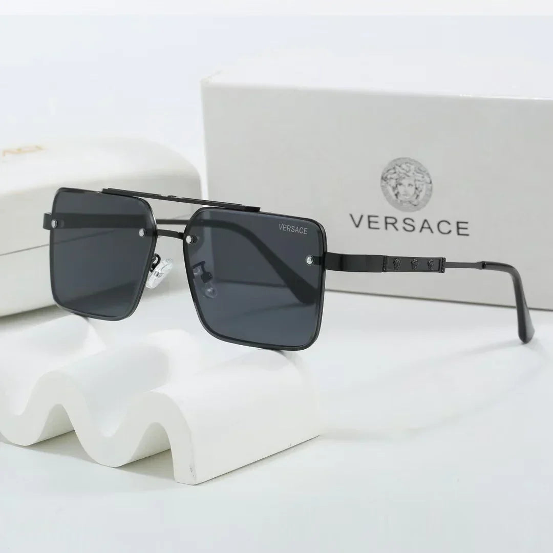 Gradient two-tone metal square sunglasses