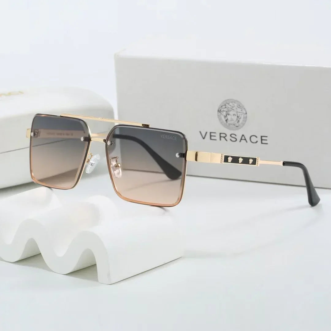 Gradient two-tone metal square sunglasses