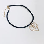 Heart Cutout Leather Necklace