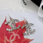 Fashion Crystal Logo Earrings and Necklace