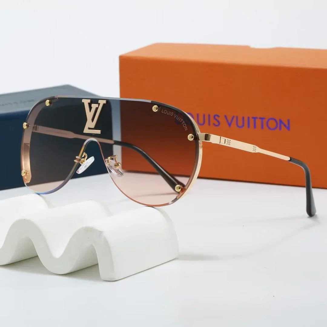 Oversized. integrated metal trendy sunglasses