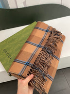 Double-Sided Plaid G Pattern Tassel Scarf